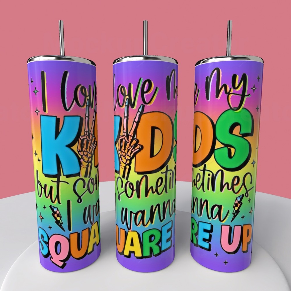 20oz WANNA SQUARE UP STAINLESS STEEL SUBLIMATED TUMBLER